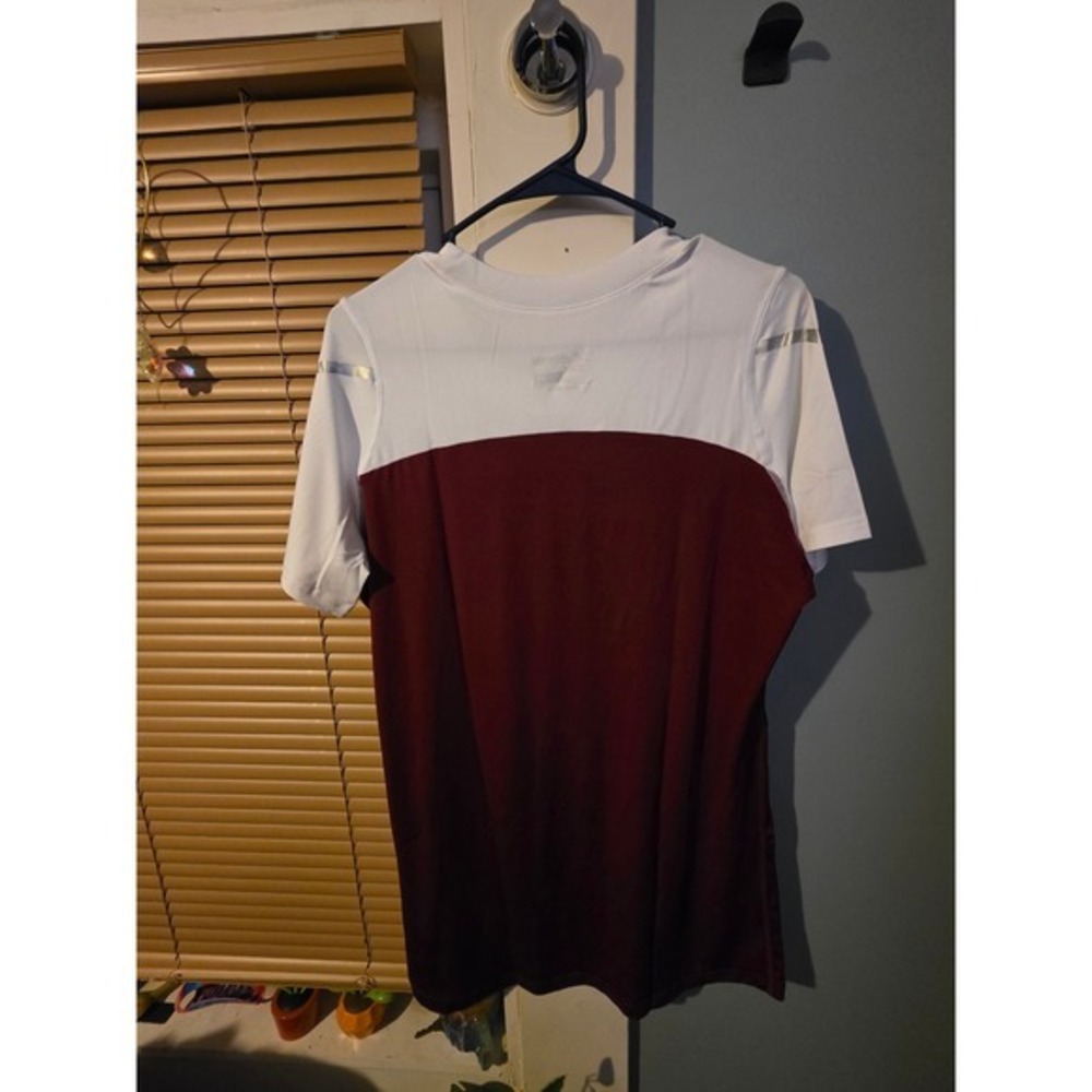Mizuno Women Volleyball T Shirt White Burgundy Moisture Management XL